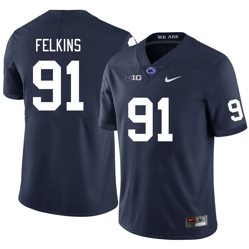Men #91 Alex Felkins Penn State Nittany Lions College Football Jerseys Stitched Sale-Navy